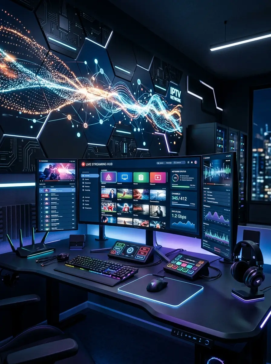 Generic streaming interface on a smart television representing Best IPTV entertainment services.